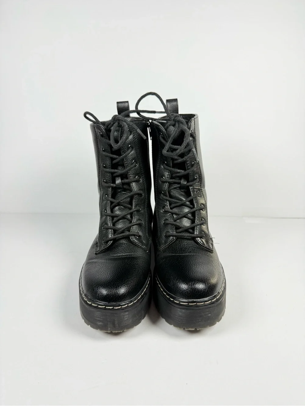 Unionbay Platform Lace Up Combat Boots Black Size 7.5